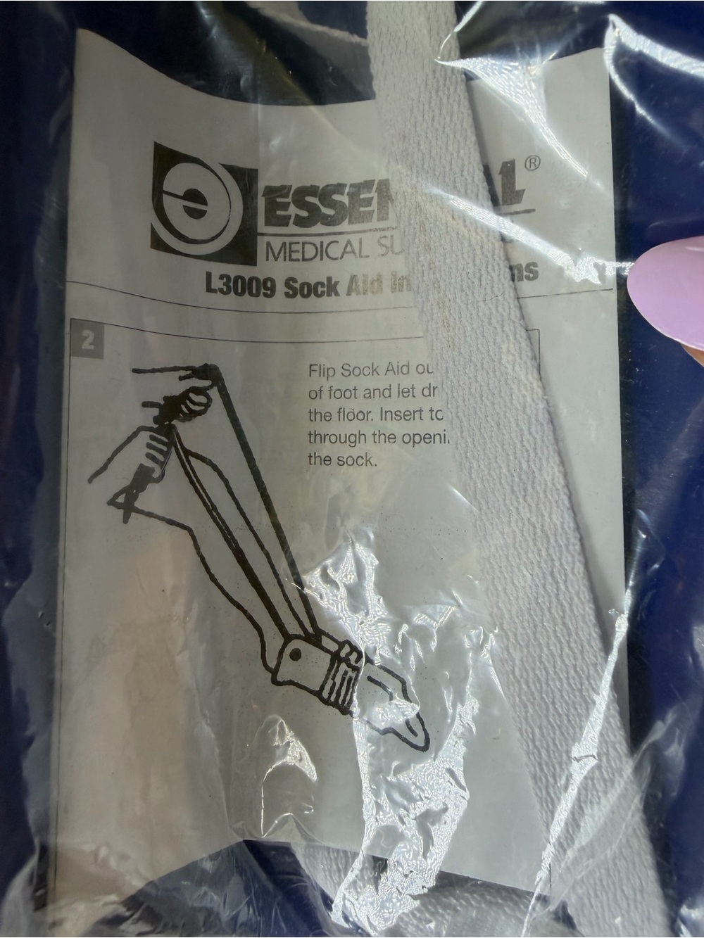 Essentials White Sock Aid with Pull Strap